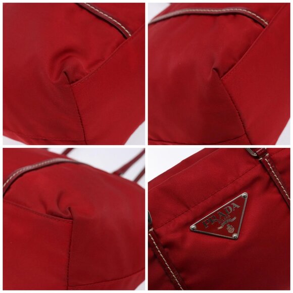 PRADA Tote Bag Nylon Red Silver Auth 138844 - Picture 14 of 16